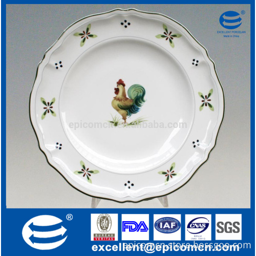 a floral design, scalloped edge, and gold rim composed Set of 6 marked porcelain dessert/salad plates
